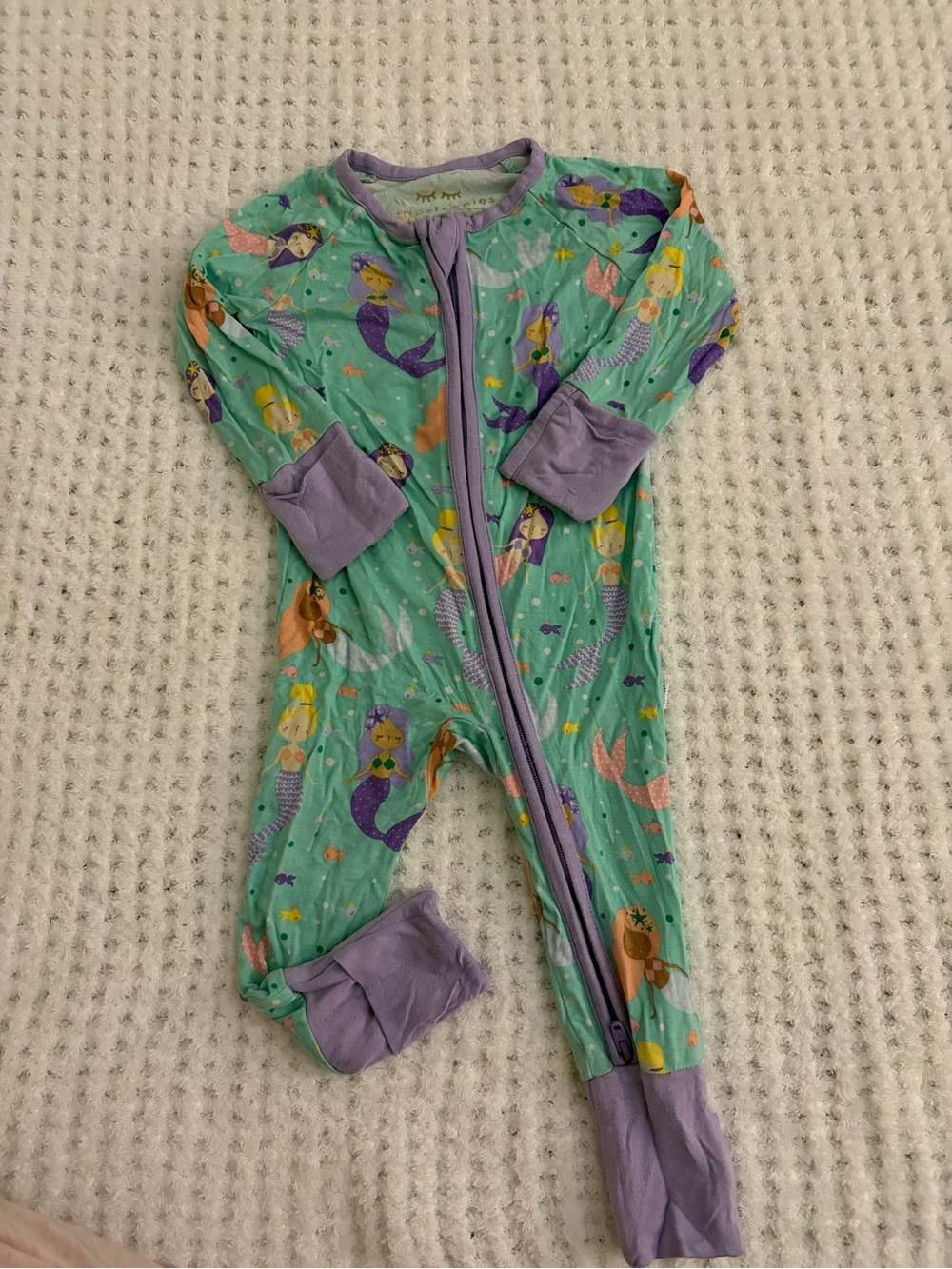 Little Sleepies Mint Green Mermaid One-Piece Pajamas with Purple Trim